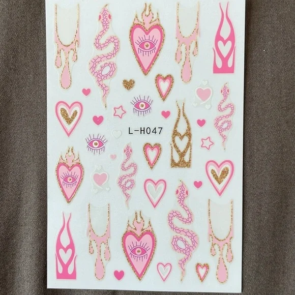 Brand New 5 Pack Nail Art Stickers - Evil Eye, Mushrooms etc. - Picture 2 of 6